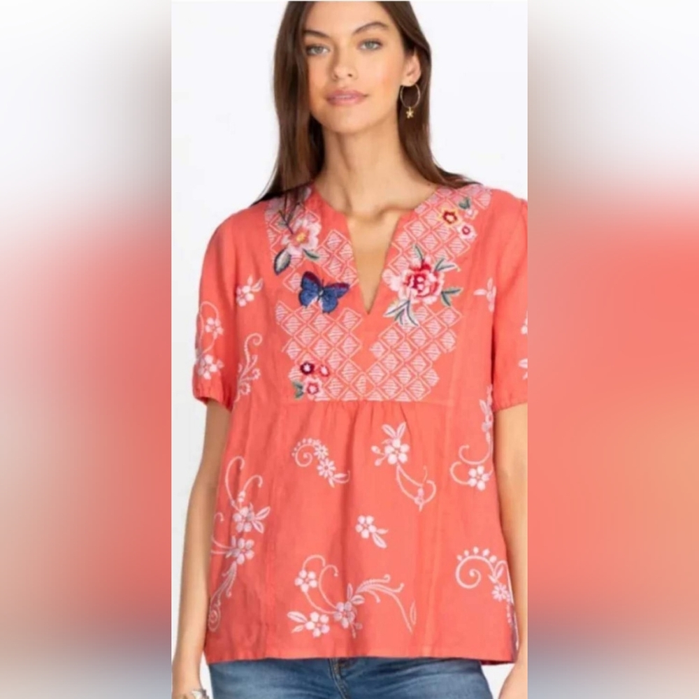 Johnny Was embroidered floral tunic size small
